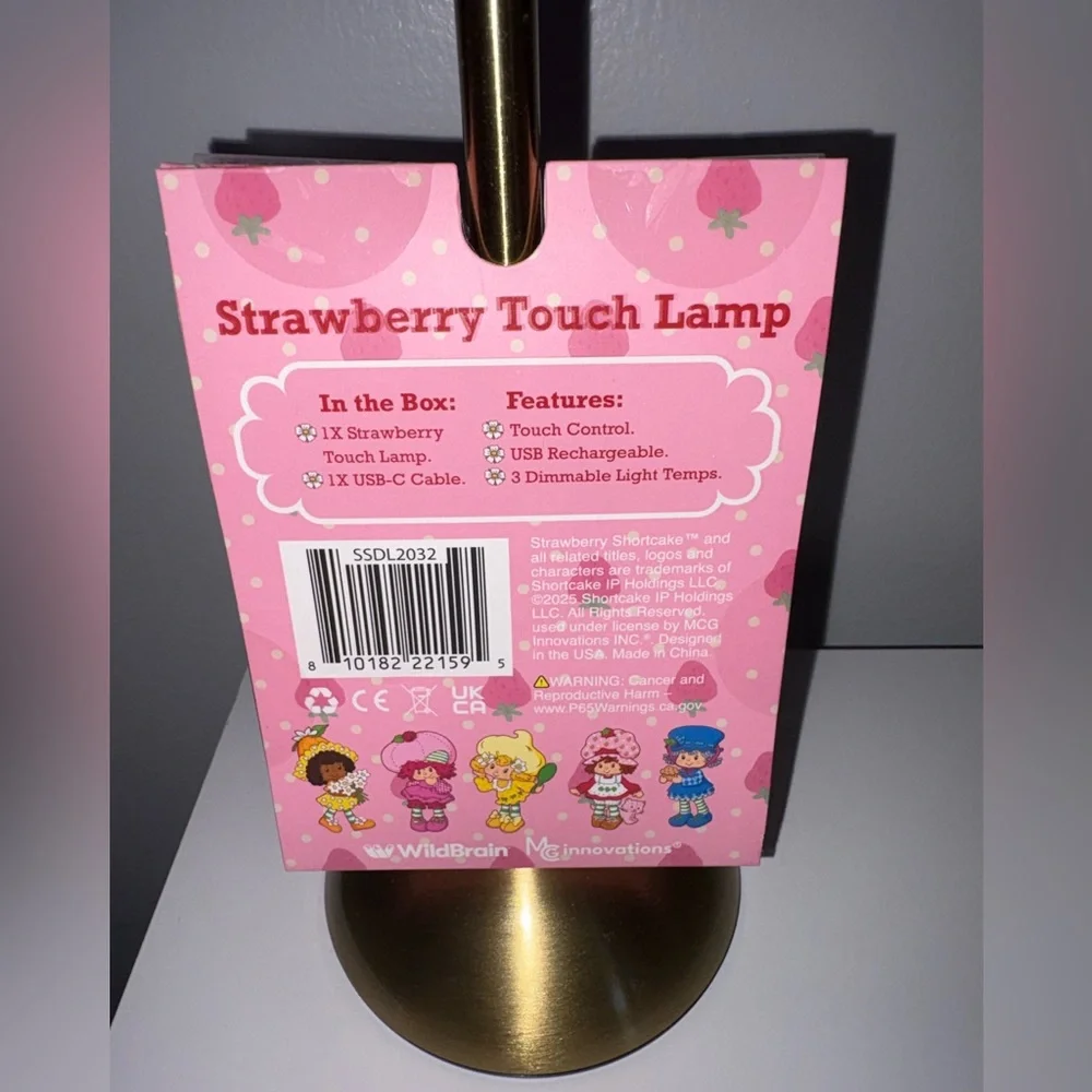 Strawberry Shortcake Touch Lamp USB Rechargeable Glass Dimmable Light VIRAL NEW